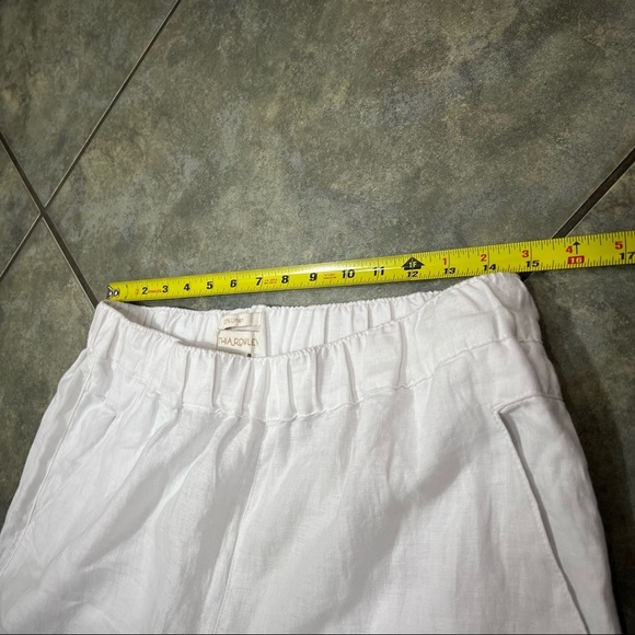 Cynthia Rowley Linen Cropped Wide Leg Pants Elastic Waist White Sz L Beach 27*23 - Picture 7 of 9